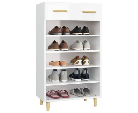 Pantofar, alb extralucios, 60x35x105 cm, lemn prelucrat, 4 image