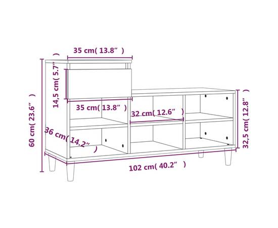 Pantofar, gri sonoma, 102x36x60 cm, lemn prelucrat, 11 image