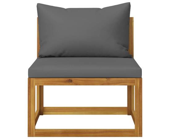 Set canapea 2 piese cu perne gri închis, lemn masiv de acacia, 7 image