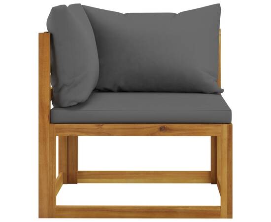 Set canapea 2 piese cu perne gri închis, lemn masiv de acacia, 4 image