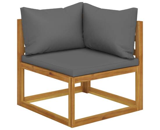 Set canapea 2 piese cu perne gri închis, lemn masiv de acacia, 3 image