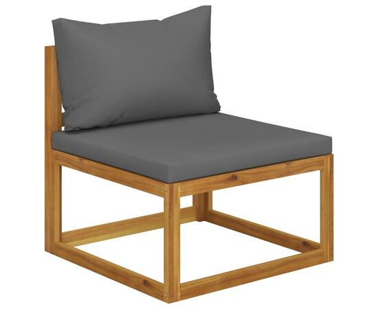 Set canapea 2 piese cu perne gri închis, lemn masiv de acacia, 6 image