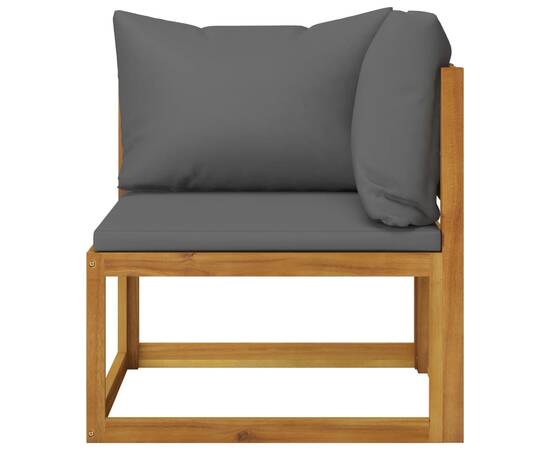 Set canapea 2 piese cu perne gri închis, lemn masiv de acacia, 2 image