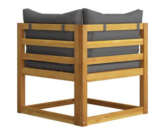 Set canapea 2 piese cu perne gri închis, lemn masiv de acacia, 5 image