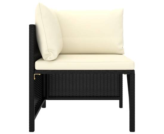 Set mobilier de grădină cu perne, 5 piese, negru, poliratan, 4 image