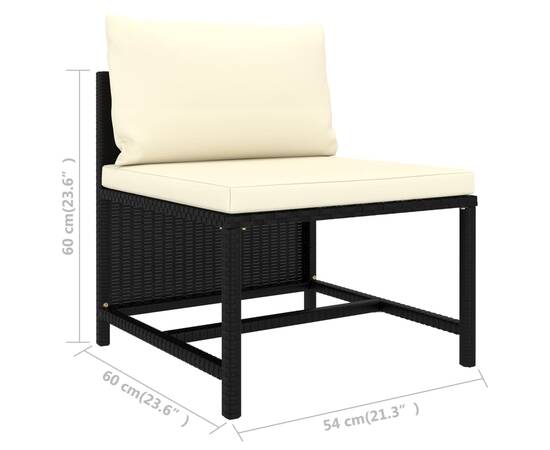 Set mobilier de grădină cu perne, 5 piese, negru, poliratan, 10 image