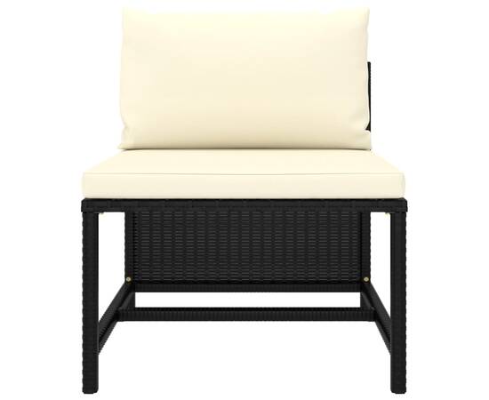 Set mobilier de grădină cu perne, 5 piese, negru, poliratan, 6 image