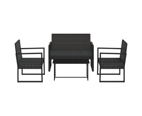 Set mobilier relaxare grădină 4 piese cu perne poliratan negru, 2 image