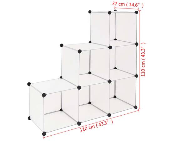 Dulap de depozitare tip cub, 6 compartimente, alb, 6 image