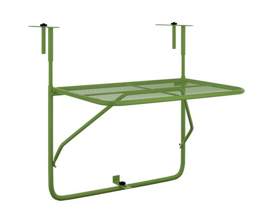 Masă de balcon, verde, 60x40 cm, oțel, 2 image