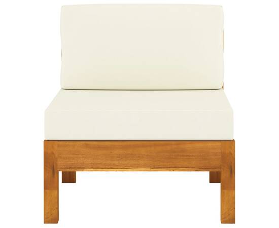 Canapea de mijloc cu perne alb crem, lemn masiv de acacia, 2 image