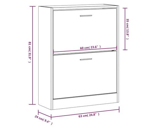 Pantofar, alb extralucios, 63x24x81 cm, lemn compozit, 8 image