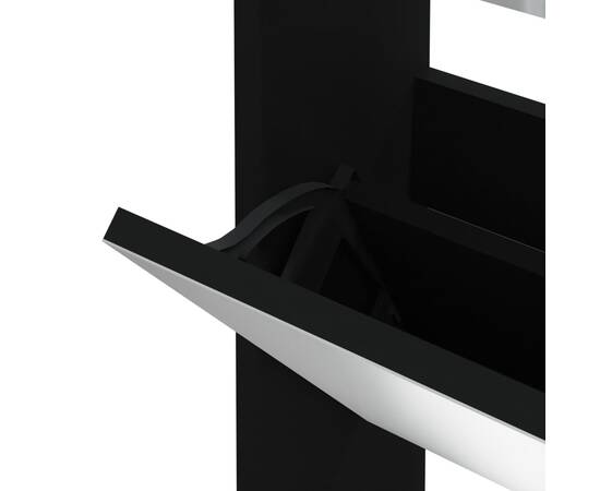 Pantofar cu oglindă, 3 niveluri, negru, 63x17x102,5 cm, 6 image