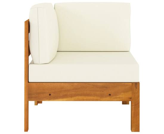 Set mobilier grădină perne alb/crem, 2 piese, lemn masiv acacia, 3 image