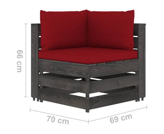 Canapea de colț modulară cu perne, gri, lemn tratat, 6 image