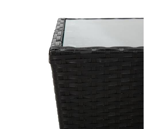 Masă de ceai negru 41,5x41,5x43 cm poliratan sticlă securizată, 4 image