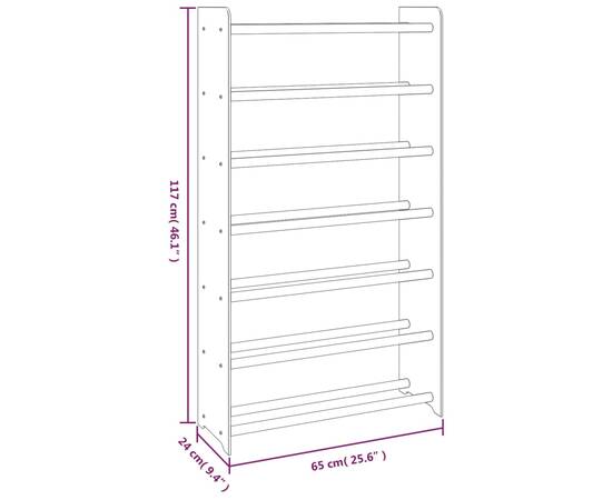 Pantofar, maro, 65x24x117 cm, lemn compozit, 6 image