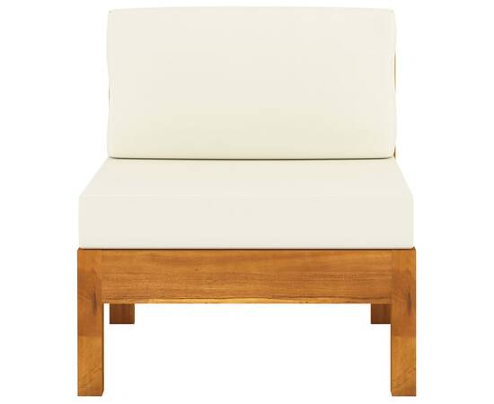 Canapea de mijloc cu perne alb/crem, 2 buc., lemn masiv acacia, 3 image