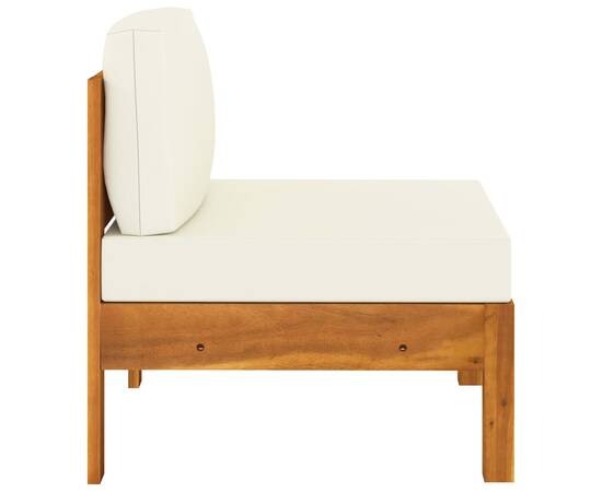 Canapea de mijloc cu perne alb/crem, 2 buc., lemn masiv acacia, 4 image
