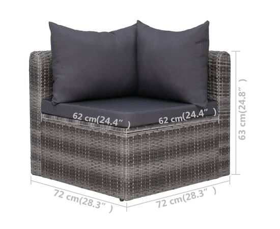 Canapele de colț pentru grădină, 2 buc., gri, poliratan, 6 image