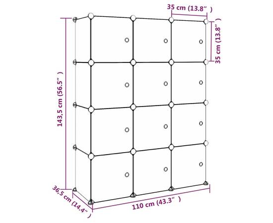Dulap de depozitare cub pentru copii, 12 cuburi, verde, pp, 8 image