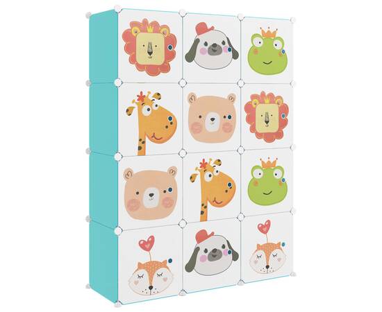 Dulap de depozitare cub pentru copii, 12 cuburi, verde, pp, 2 image