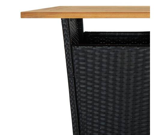 Masă de bar, negru, 60x60x110 cm, poliratan/lemn masiv acacia, 5 image