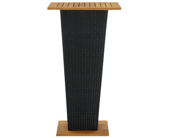 Masă de bar, negru, 60x60x110 cm, poliratan/lemn masiv acacia, 2 image