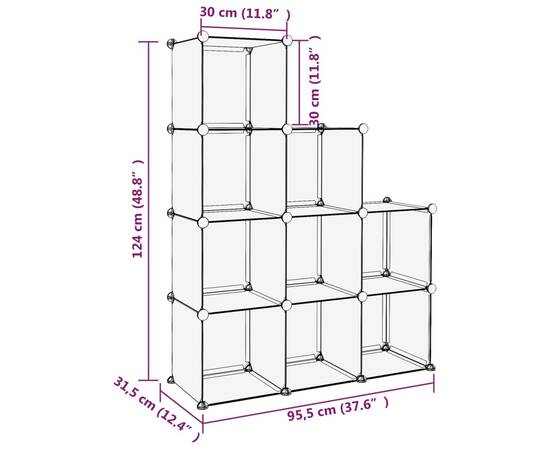 Organizator cub de depozitare, 9 cuburi, transparent, pp, 7 image