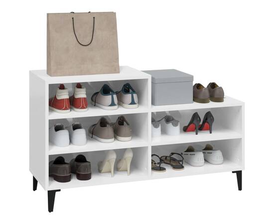 Pantofar, alb extralucios, 102x36x60 cm, lemn compozit, 7 image