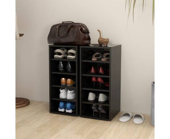 Pantofare, 2 buc., negru extralucios, 31,5x35x70 cm, pal, 3 image