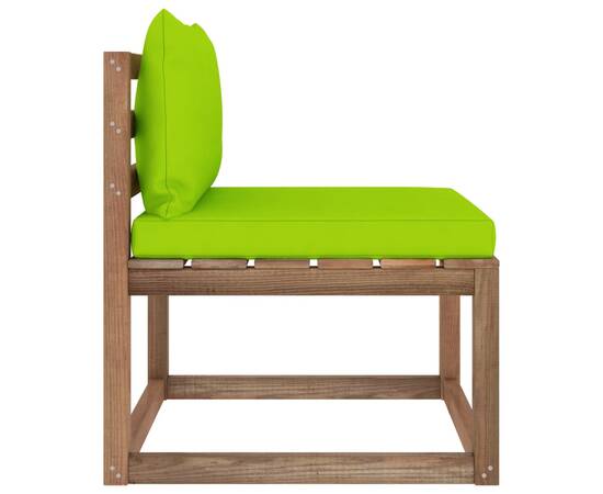 Canapea de grădină din paleți, de mijloc, perne verde deschis, 3 image