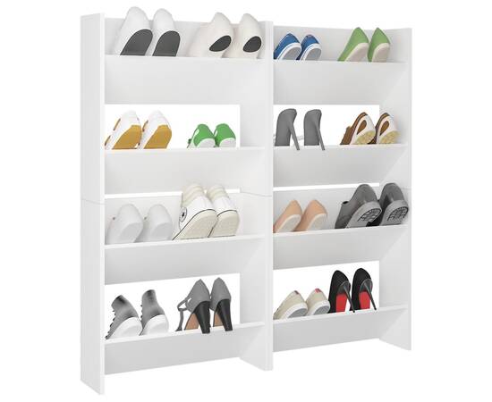 Pantofare de perete, 4 buc., alb, 60x18x60 cm pal, 4 image