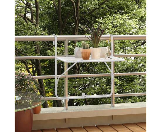 Masă de balcon, alb, 60x40 cm, oțel