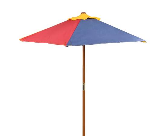 Masă de picnic pentru copii cu bănci &amp; umbrelă, lemn multicolor, 3 image