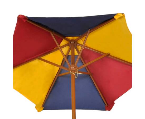 Masă de picnic pentru copii cu bănci &amp; umbrelă, lemn multicolor, 5 image