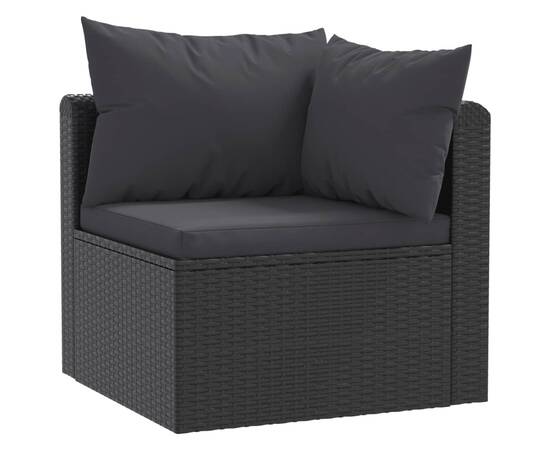 Set mobilier de grădină cu perne, 2 piese, negru, poliratan, 3 image