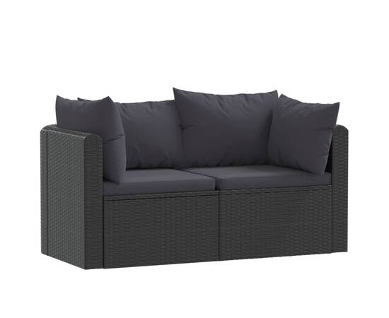 Set mobilier de grădină cu perne, 2 piese, negru, poliratan, 2 image