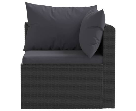 Set mobilier de grădină cu perne, 2 piese, negru, poliratan, 4 image