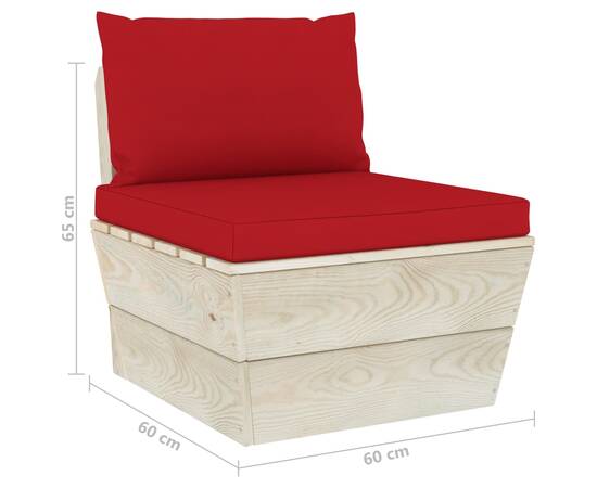 Canapea de mijloc paleți de grădină cu perne, lemn molid tratat, 7 image