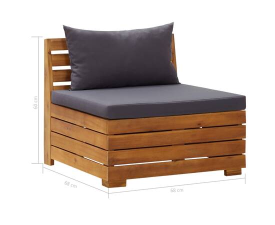 Canapea mijloc modulară cu perne, 1 buc., lemn masiv de acacia, 8 image