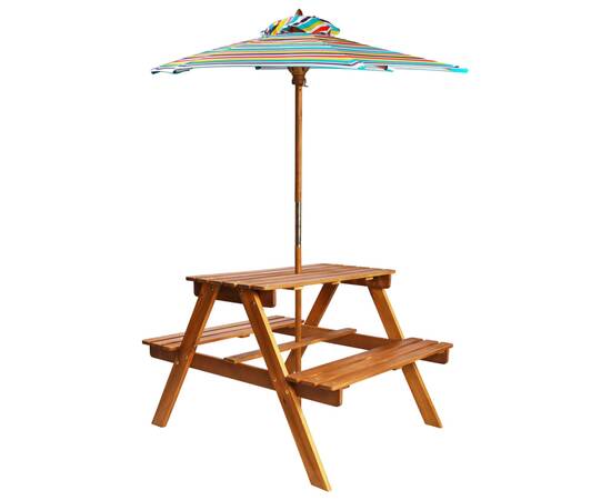 Masă picnic pentru copii cu umbrelă, 79x90x60 cm, lemn acacia