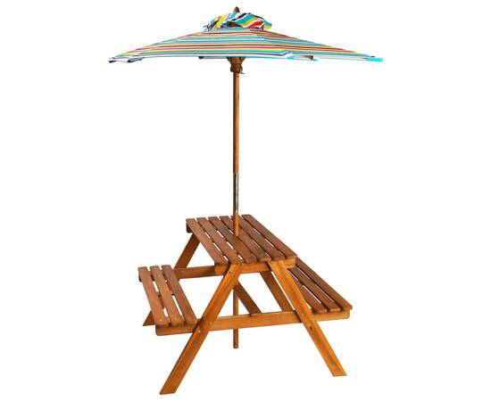 Masă picnic pentru copii cu umbrelă, 79x90x60 cm, lemn acacia, 2 image