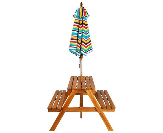 Masă picnic pentru copii cu umbrelă, 79x90x60 cm, lemn acacia, 3 image