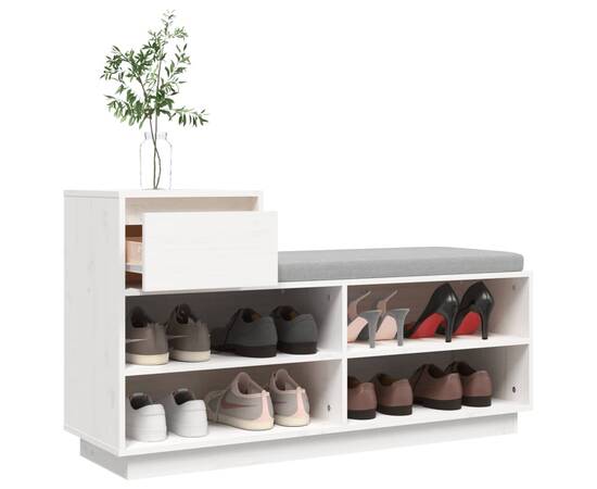Pantofar, alb, 110x34x61 cm, lemn masiv de pin, 5 image