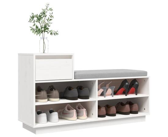 Pantofar, alb, 110x34x61 cm, lemn masiv de pin, 4 image