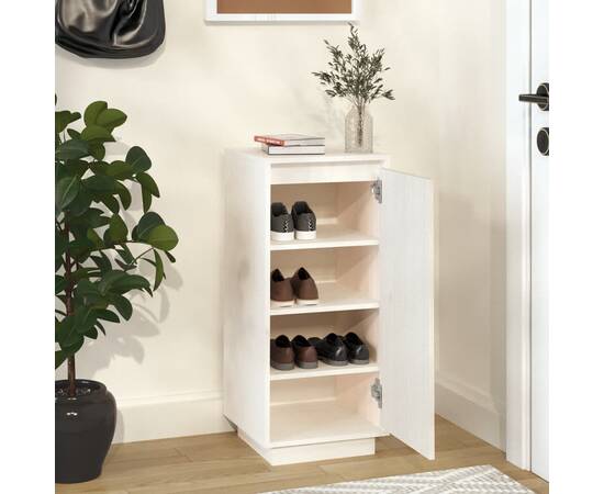 Pantofar, alb, 35x35x80 cm, lemn masiv de pin, 3 image