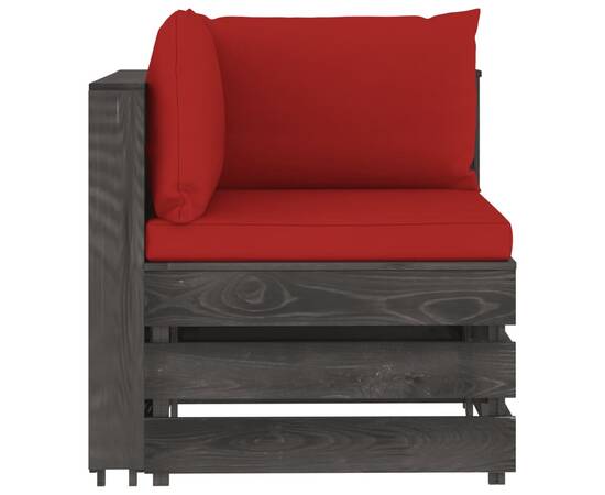 Canapea de colț modulară cu perne, gri, lemn impregnat, 2 image