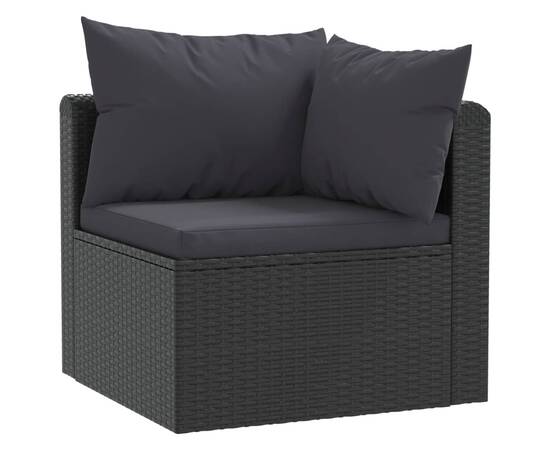 Set mobilier de grădină cu perne, 5 piese, negru, poliratan, 3 image