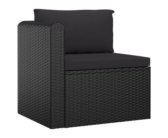 Set mobilier de grădină cu perne, 7 piese, negru, poliratan, 3 image